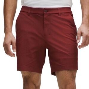 Lululemon Commission Shorts Mens 30 Red Chino Style Tech Stretch Golf Shorts 9"‎